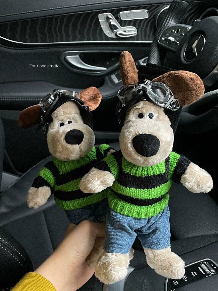 Cute Pilot Dog Seat Belt Cover Pad Green Sweater