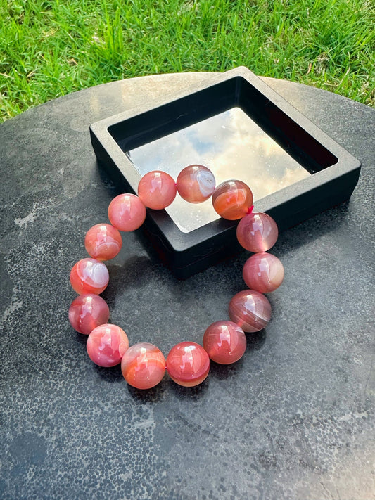 Natural Crimson Agate Healing Bracelet-15mm