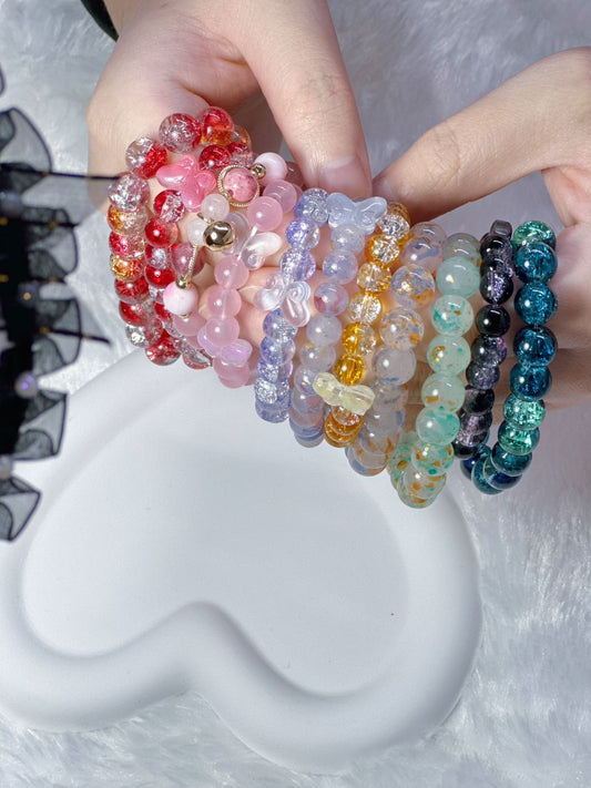 Natural Crystal Beads Bracelet|8mm Round Handmade Gemstone Bracelet