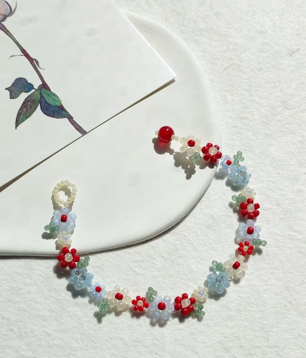 Handmade Flower Beaded Bracelet