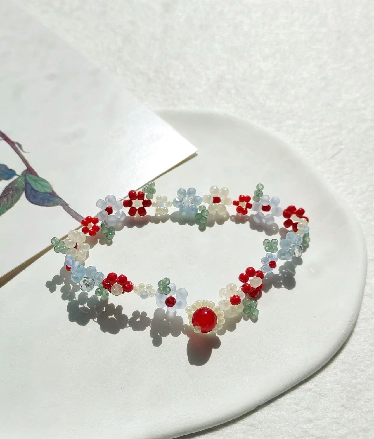 Handmade Flower Beaded Bracelet