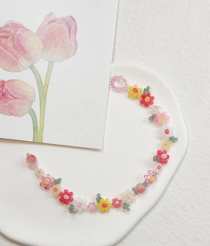 Handmade Flower Beaded Bracelet