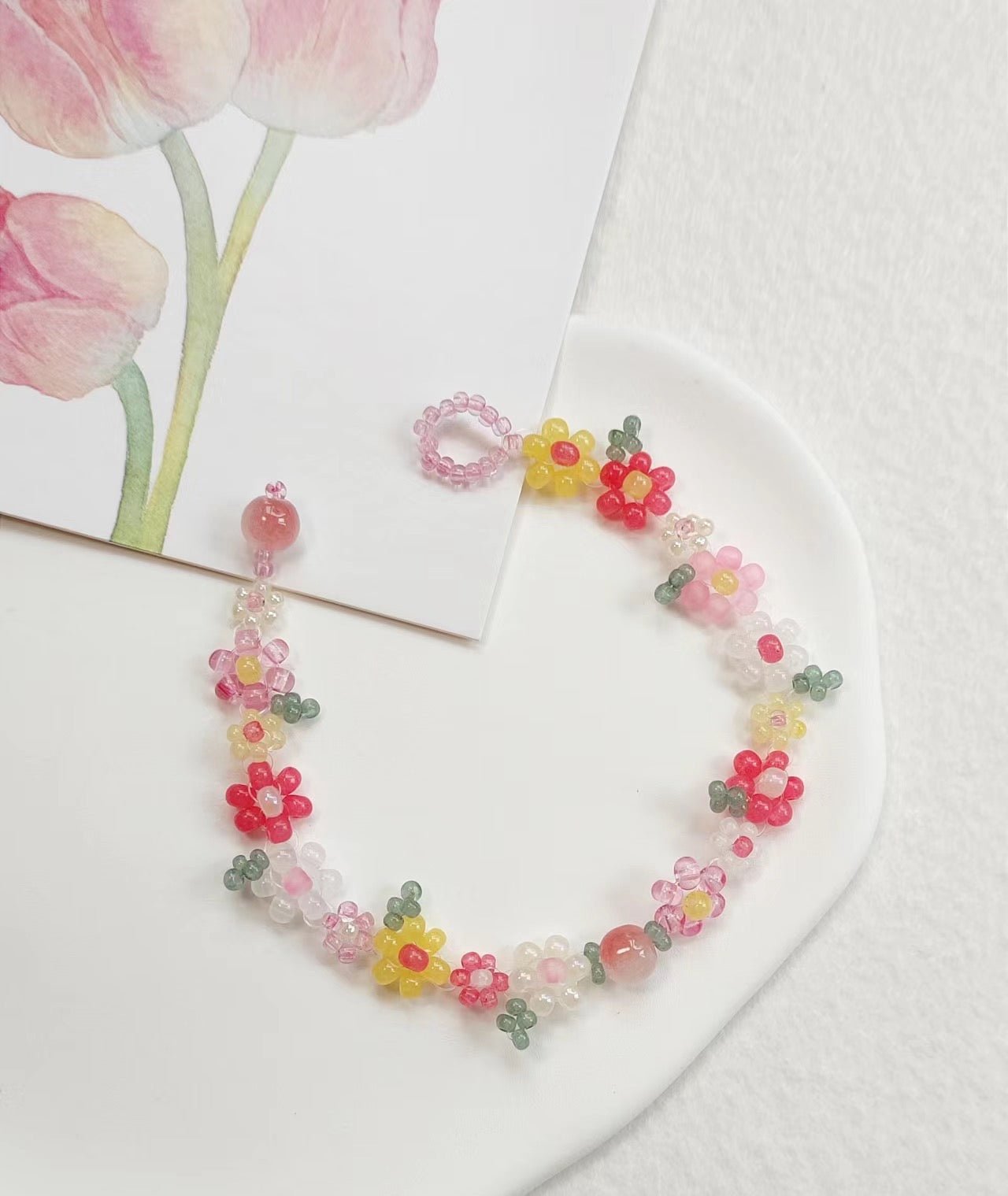 Handmade Flower Beaded Bracelet