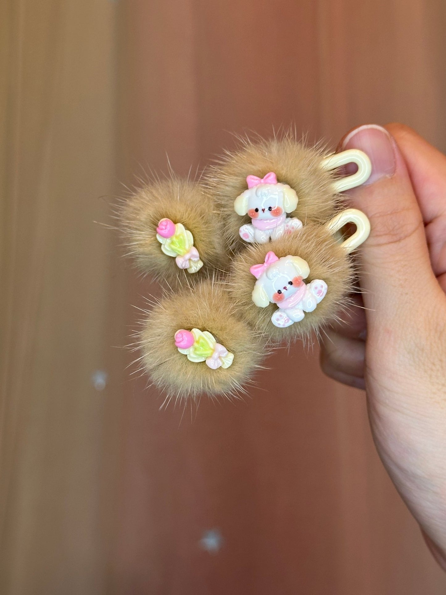 Set of 2 Handmade Kawaii Fuzzy Furry Hair Clips