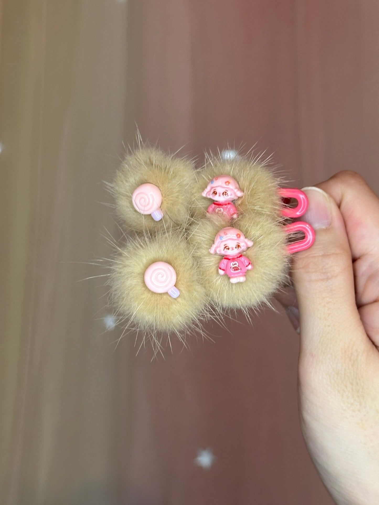 Set of 2 Handmade Kawaii Fuzzy Furry Hair Clips