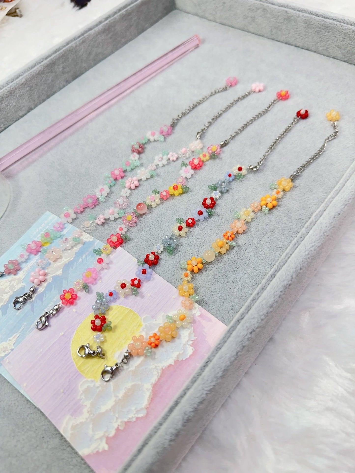 Handmade Flower Beaded Bracelet