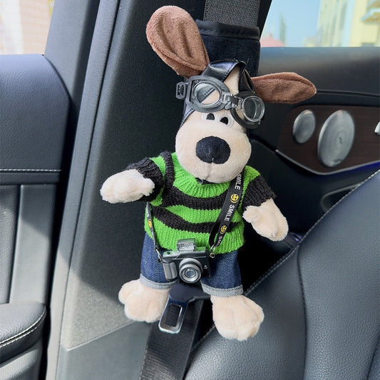 Cute Pilot Dog Seat Belt Cover Pad Green Sweater
